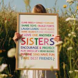 Sister Wall Art, Colourful Rainbow Prints, Sisters Make The Best Friends, Shared Bedroom, Print, Girls Bedroom Decor, Playroom - thumbnail 1