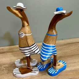 Carved Wooden Ducks in Bikini's & Flip Flops Ornament Home D??cor/Seaside Nautical Living Wildlife Indoor Decoration - thumbnail 2