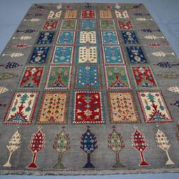 7x10 Gray Tribal Area Rug - Tree Floral Design Hand Knotted Natural Veg Dyes Wool Afghan Oriental Bedroom Rugs For Living Room - thumbnail 3