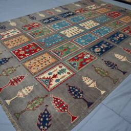 7x10 Gray Tribal Area Rug - Tree Floral Design Hand Knotted Natural Veg Dyes Wool Afghan Oriental Bedroom Rugs For Living Room - thumbnail 2