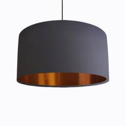 Dark Grey Lampshade in Cotton With Copper Lining - thumbnail 2