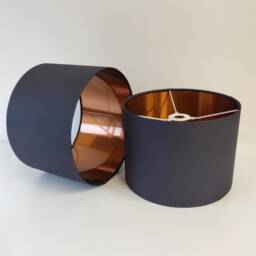 Dark Grey Lampshade in Cotton With Copper Lining - thumbnail 1