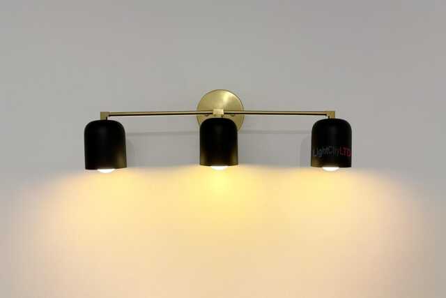 Handmade Brass Vanity Light - Mid-Century Modern 3-Light Bathroom Sconce - image 1