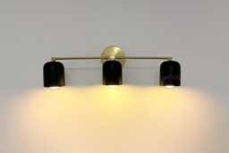 Handmade Brass Vanity Light - Mid-Century Modern 3-Light Bathroom Sconce - thumbnail 1
