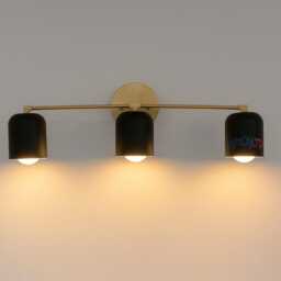 Handmade Brass Vanity Light - Mid-Century Modern 3-Light Bathroom Sconce - thumbnail 2