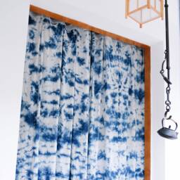 Indigo Tie Dye Cotton Curtain Handmade Shibori Boho Decor - thumbnail 2