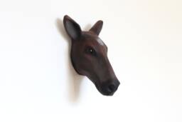 Paper Mache Horse Head Wall Mount - Faux Taxidermy Animal Sculpture - thumbnail 1