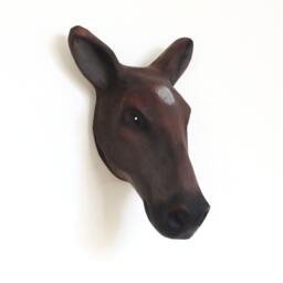Paper Mache Horse Head Wall Mount - Faux Taxidermy Animal Sculpture - thumbnail 2