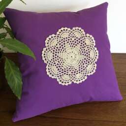 Purple Violet Doily Decorative Throw Pillow Cover/Case Cushion Cotton 18x18 - thumbnail 2