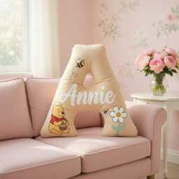 Winnie The Pooh Personalized Pillow, Kids Custom Letter Kid Initial Pillows For Kid, Baby Pillow Nursery - thumbnail 1