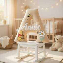 Winnie The Pooh Personalized Pillow, Kids Custom Letter Kid Initial Pillows For Kid, Baby Pillow Nursery - thumbnail 3