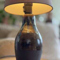 Handmade Ceramic Table Lamp - Glazed Brown & Blue Bedside Light - thumbnail 3