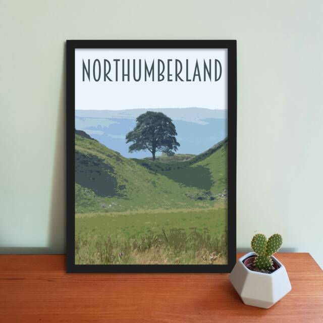 Sycamore Gap Print - Northumberland Travel Poster, Hadrian's Wall - image 1
