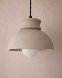 Small Pompeii - Ceramic Pendant Ceiling Light Handmade Minimalist Dome Hanging Fixture in Natural Dune - thumbnail 1