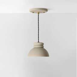 Small Pompeii - Ceramic Pendant Ceiling Light Handmade Minimalist Dome Hanging Fixture in Natural Dune - thumbnail 2