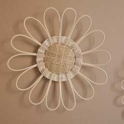 Set Of 3 Rattan & Cane Daisies Wall Decoration For Baby Child's Room - thumbnail 2