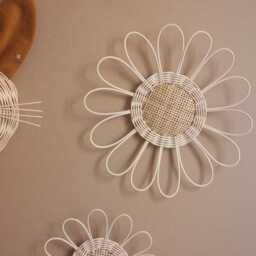 Set Of 3 Rattan & Cane Daisies Wall Decoration For Baby Child's Room - thumbnail 3