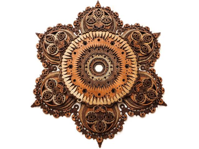 Yama Mandala Laser Cut Wood Art Sacred Geometry Wall Decor Art Demon Eyes Teeth Tantra Buddhism - image 1