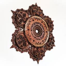 Yama Mandala Laser Cut Wood Art Sacred Geometry Wall Decor Art Demon Eyes Teeth Tantra Buddhism - thumbnail 2