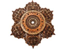 Yama Mandala Laser Cut Wood Art Sacred Geometry Wall Decor Art Demon Eyes Teeth Tantra Buddhism - thumbnail 1