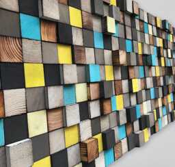 Reclaimed Wood Mosaic - Geometric Wall Art Decor - thumbnail 1