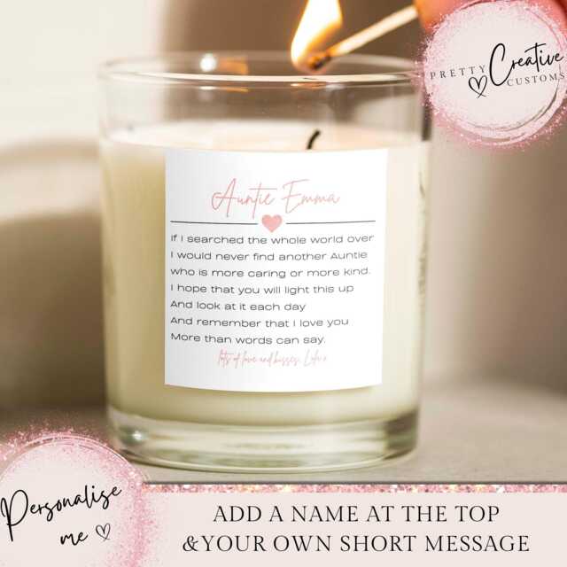 Auntie Personalised Scented Candle, Christmas Gift, Birthday Niece Gift For Auntie, Nephew Auntie - image 1
