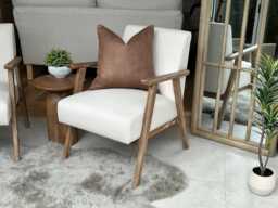 Rustic Brown Farmhouse Pillow Cover - Tan Leather Look Cushion Organic Modern, Neutral Home Decor - thumbnail 1