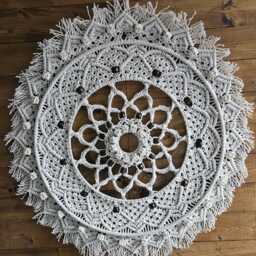 Large Macrame Wall Hanging Mandala - Boho Decor Handmade Fiber Art Bohemian Home - thumbnail 2
