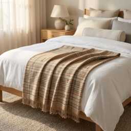 Rust Orange Indian Wool Throw Blanket, Handwoven Sofa Coverlet With Heritage Bedroom Layer - Ruby - thumbnail 3