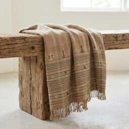 Rust Orange Indian Wool Throw Blanket, Handwoven Sofa Coverlet With Heritage Bedroom Layer - Ruby - thumbnail 1
