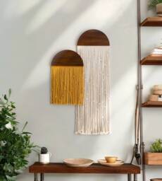 Yarn Wall Hanging, Modern Decor, Bohemian Art, Rustic Minimalist Vintage Home Tapestry Hanging V45