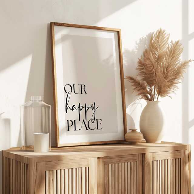 Our Happy Place Print - Wall Decor Print Neutral Beige Cream Modern