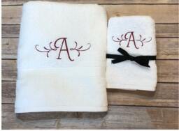 Personalized Monogrammed Bath Towel Custom Embroidered Cotton