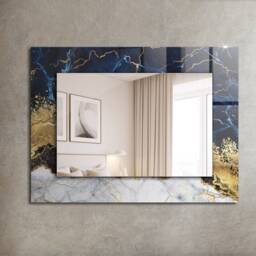 Marble Abstraction Mirror, Rectangular Mirror With Frame, Purple Printed Decorative Wall Hallway - thumbnail 2