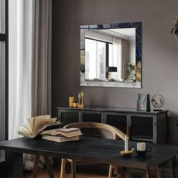 Marble Abstraction Mirror, Rectangular Mirror With Frame, Purple Printed Decorative Wall Hallway - thumbnail 3