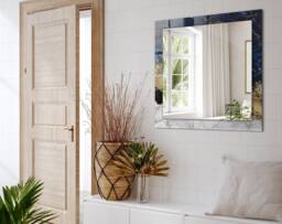 Marble Abstraction Mirror, Rectangular Mirror With Frame, Purple Printed Decorative Wall Hallway