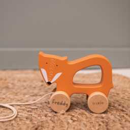 Personalised Wooden Pull Along Fox