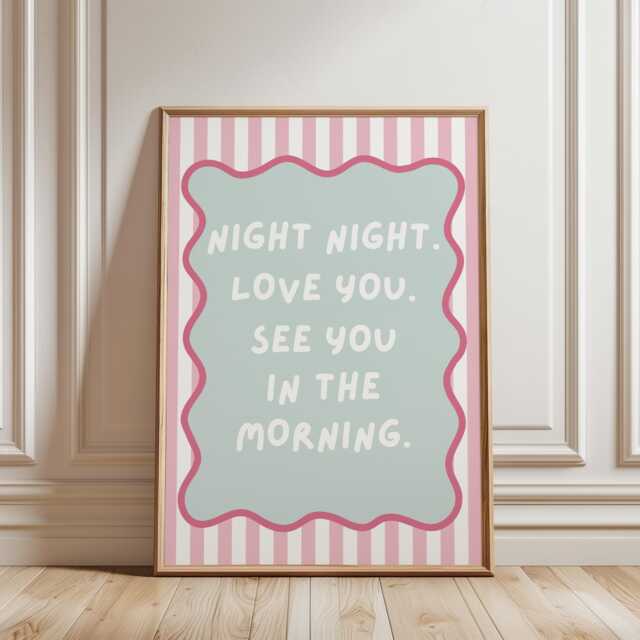 Girls Room Quote Print, Night Love You Typography Print - image 1