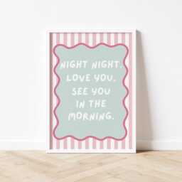 Girls Room Quote Print, Night Love You Typography Print - thumbnail 3
