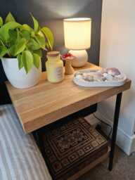 Handmade Wooden Coffee Table/End - Natural Finish With Black Matte Metal Legs - thumbnail 1