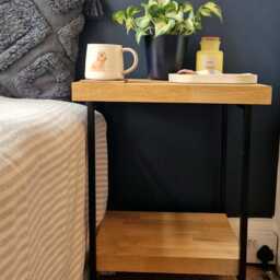 Handmade Wooden Coffee Table/End - Natural Finish With Black Matte Metal Legs - thumbnail 3