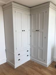 Wardrobe - Corner Wardrobe 4 Door Drawer Fluted Style