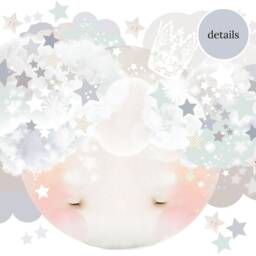 Sleepy Moon Fabric Wall Sticker, Stars, Clouds, Kids Nursery Decor - thumbnail 2