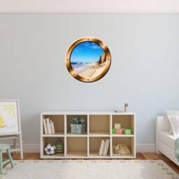 Ocean Beach Porthole Window View Peel & Stick Wall Decal Sticker - Vwaq Bp32 - thumbnail 1