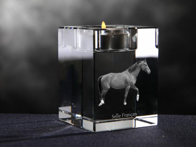 Selle Fran??ais - Crystal Candlestick With Horse, Souvenir, Decoration, Limited Edition, Collection - image 1