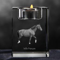Selle Fran??ais - Crystal Candlestick With Horse, Souvenir, Decoration, Limited Edition, Collection - thumbnail 3