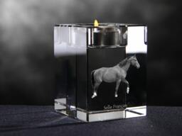 Selle Fran??ais - Crystal Candlestick With Horse, Souvenir, Decoration, Limited Edition, Collection - thumbnail 1