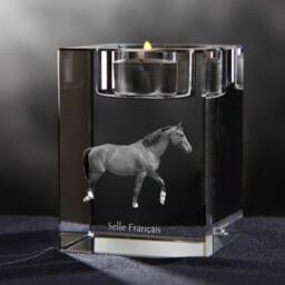 Selle Fran??ais - Crystal Candlestick With Horse, Souvenir, Decoration, Limited Edition, Collection - thumbnail 2
