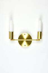 Brass Double Hinge Arm Wall Sconce - Custom Finish & Led Or Antique Bulbs Milk White Tube Bedroom Lighting - thumbnail 1