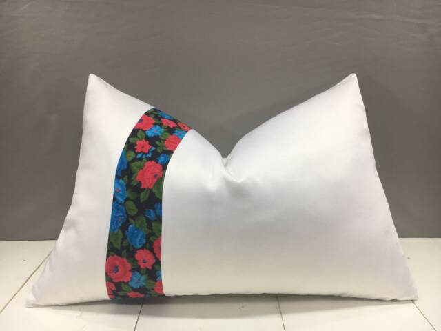 Floral Ikat Pillow Cover, Hand Dyed Silk Blend, 16x24 - image 1